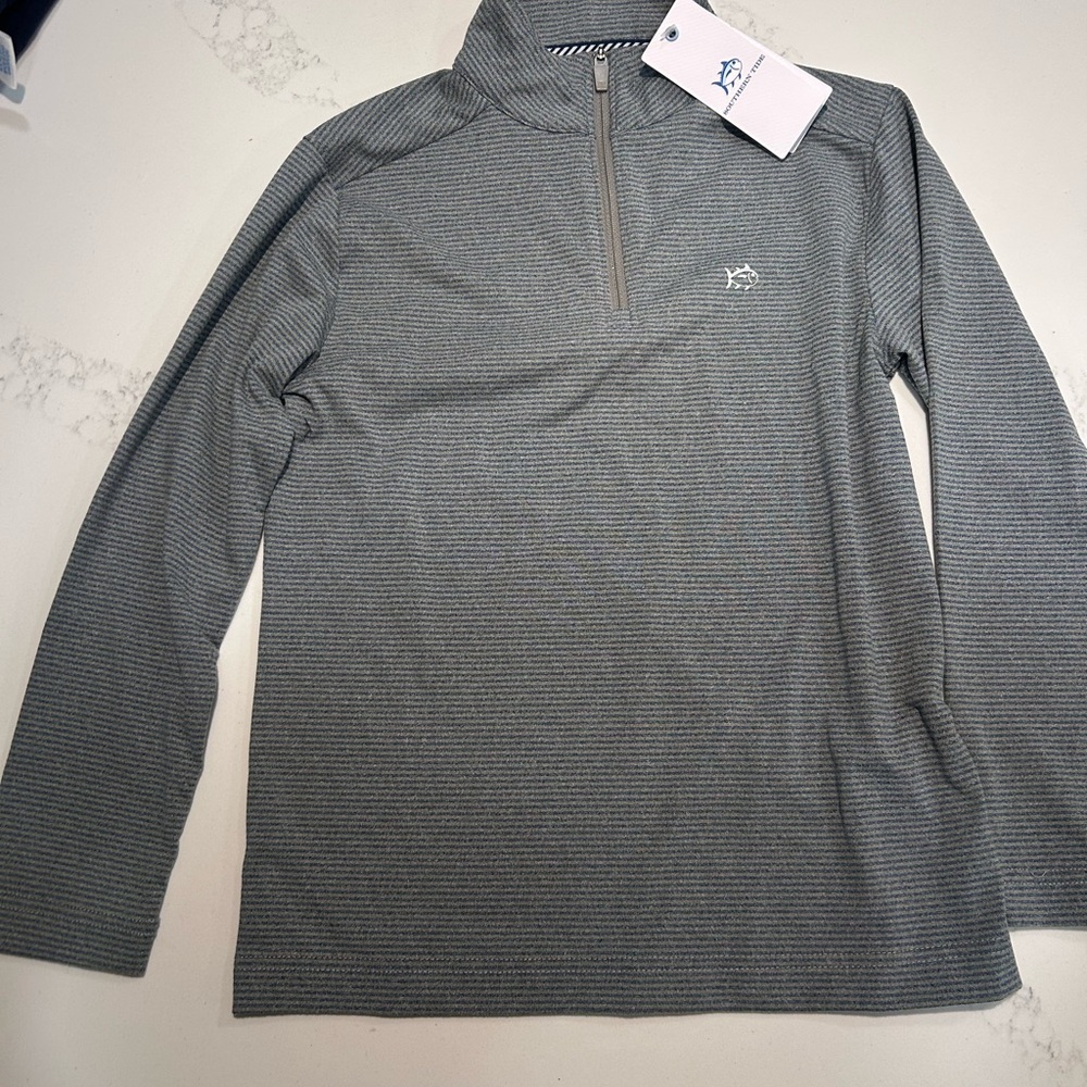 Southern Tide Striped Gray Quarter-Zip Pullover new with tags, size youth small